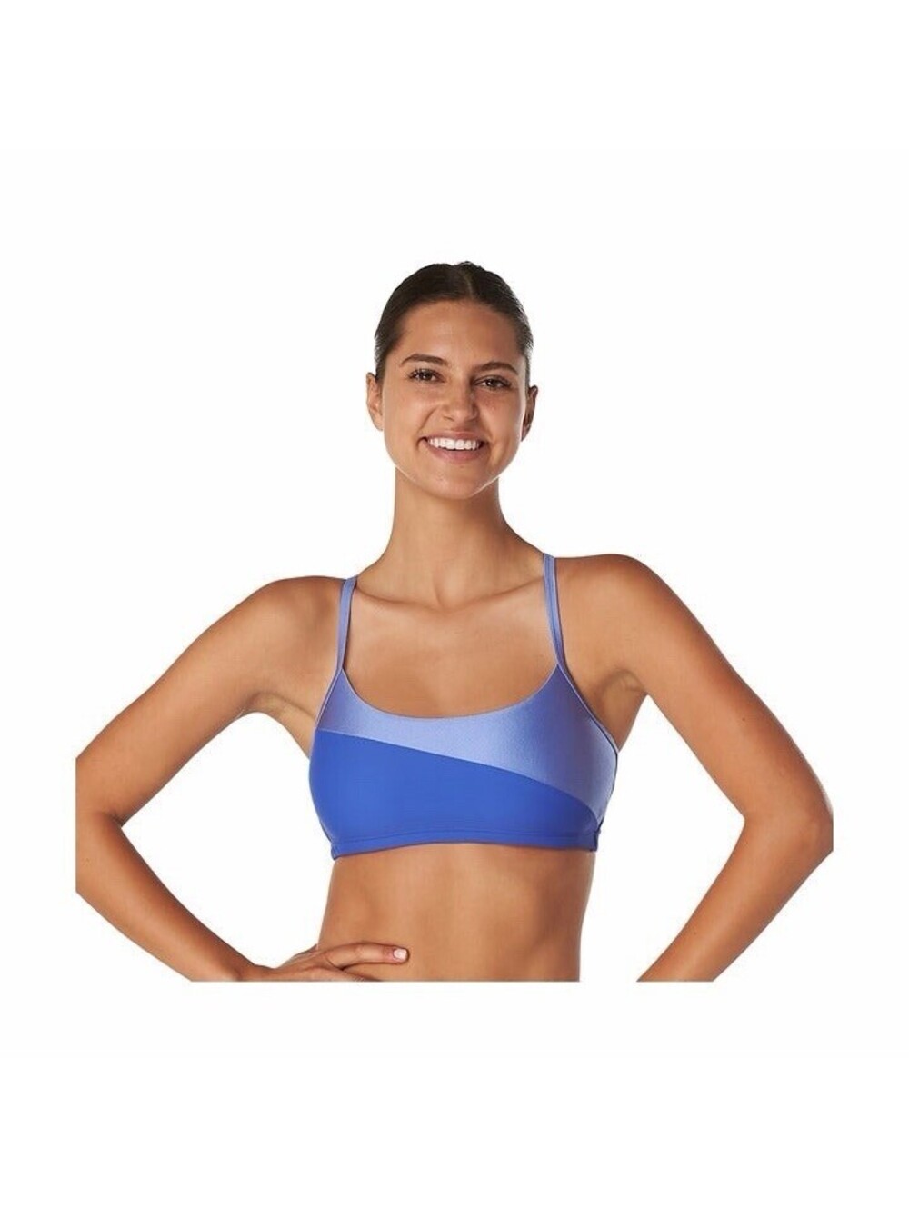 Speedo Eco Flex Bikini Top Dazzling Blue Colorblock Swim Top Women’s Large NWT